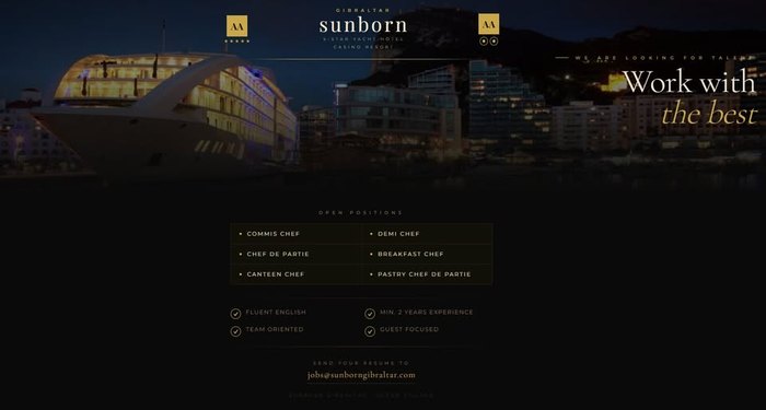 Sunborn Chef Roles