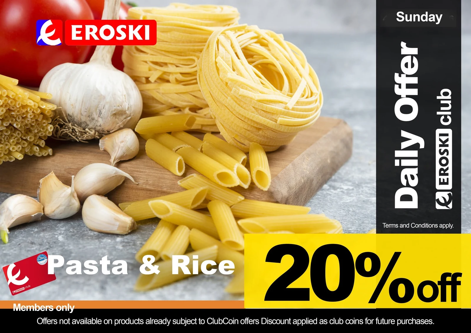 Sunday Pasta and Rice Rewards: 20% in Club Coins
