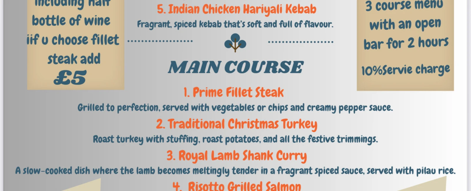 Gill’s Christmas Menu