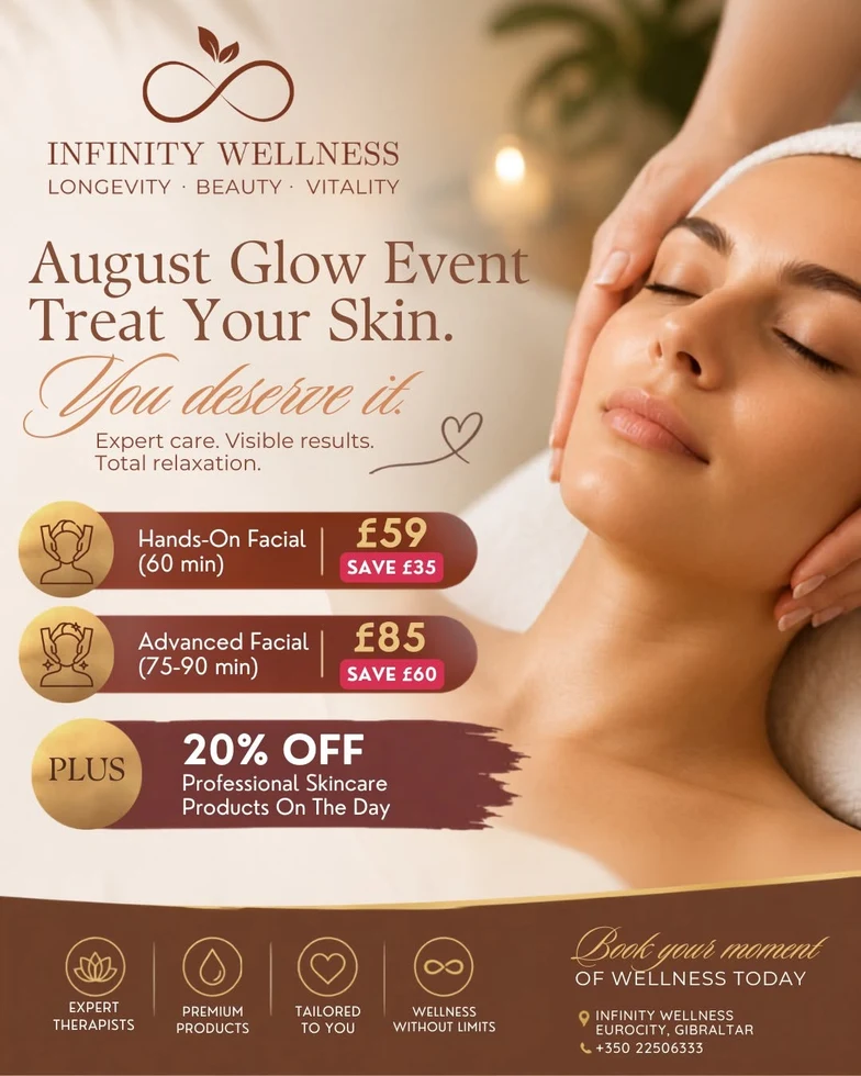 Infinity Wellness August Glow Facial Offers