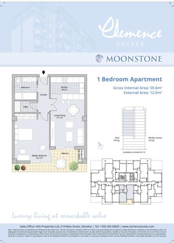 1 Bedroom Apartment for Rent, Clemence Suites, Gibraltar