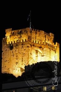 The Moorish Castle at night in Gibraltar