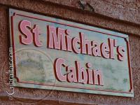 Saint Michael's Cave Cabin Welcome Sign